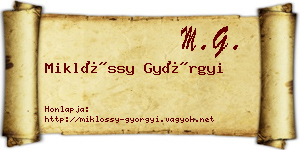 Miklóssy Györgyi névjegykártya